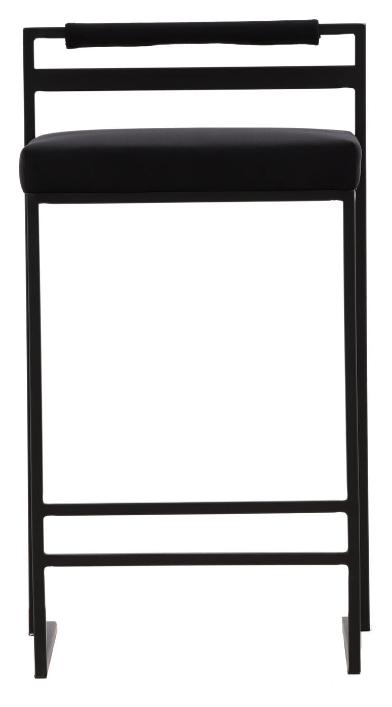 Nohr Barkruk 'Rudolfo' Velvet, kleur Zwart (zithoogte 66cm)