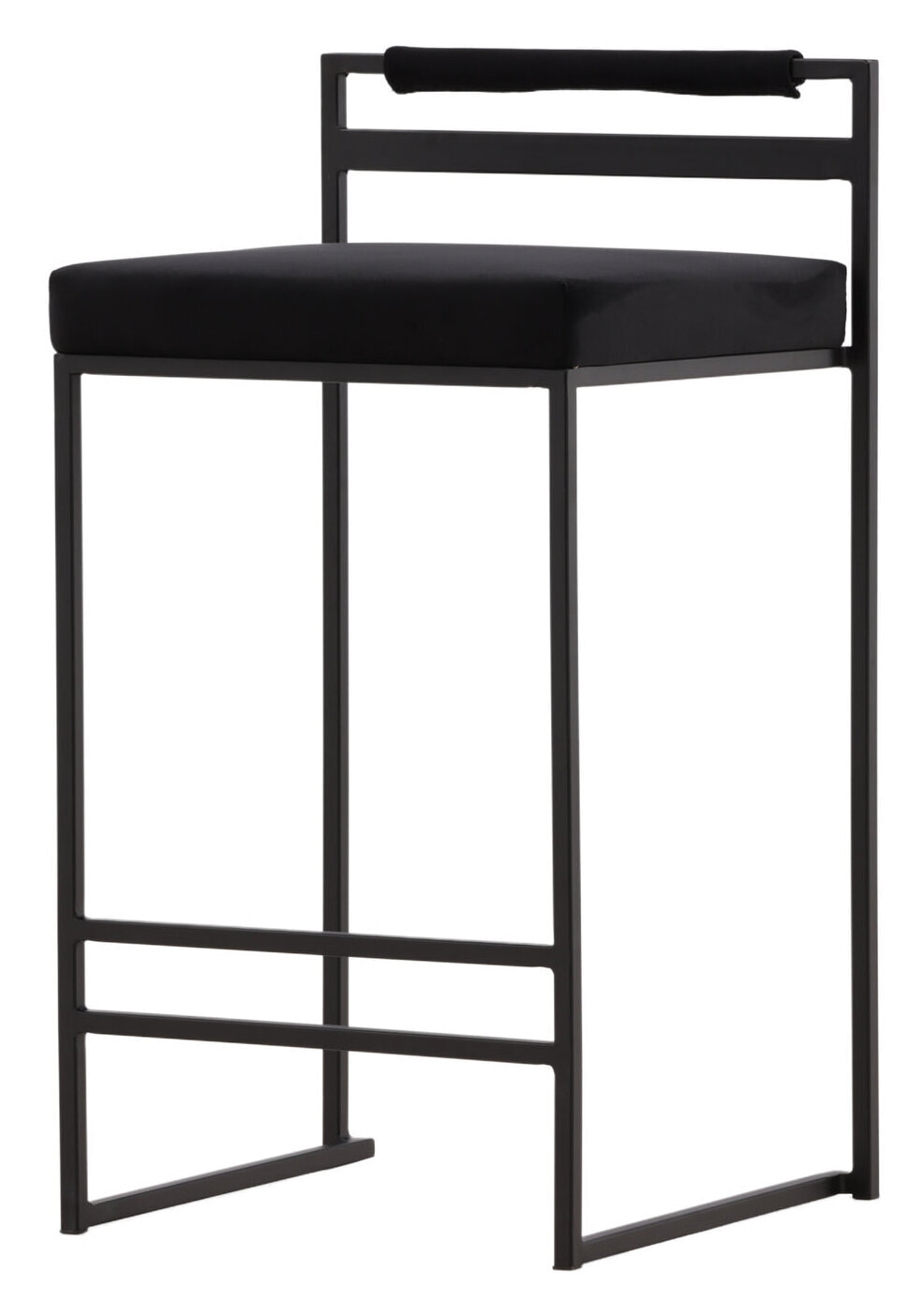 Nohr Barkruk 'Rudolfo' Velvet, kleur Zwart (zithoogte 66cm)