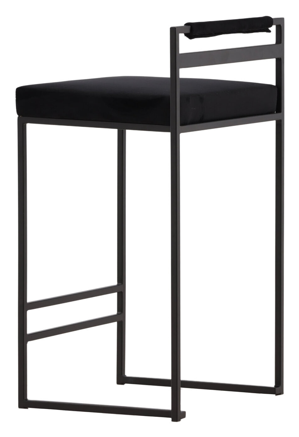 Nohr Barkruk 'Rudolfo' Velvet, kleur Zwart (zithoogte 66cm)