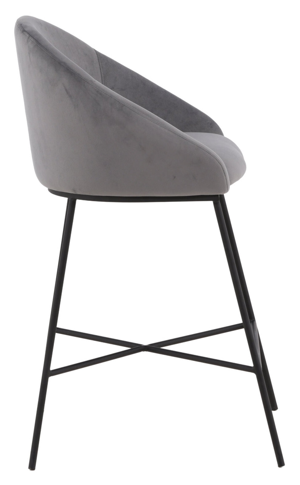 Nohr Barkruk 'Amon' Velvet, kleur Donkergrijs (zithoogte 67cm)