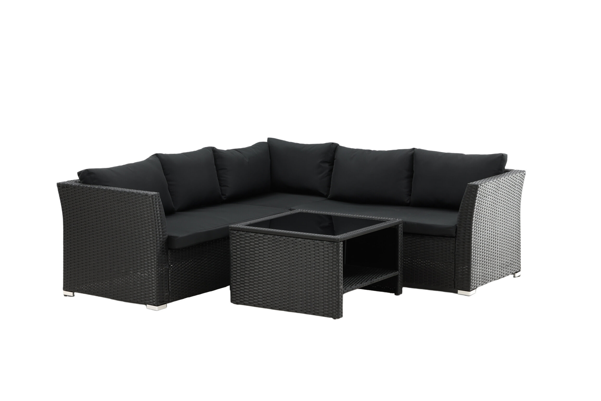 Nohr Loungeset 'Melandie' Met hoekbank en tafel, kleur Zwart