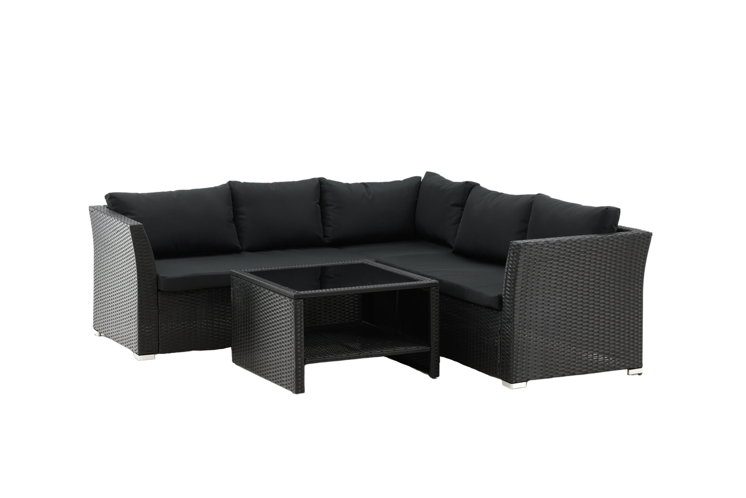 Nohr Loungeset 'Melandie' Met hoekbank en tafel, kleur Zwart