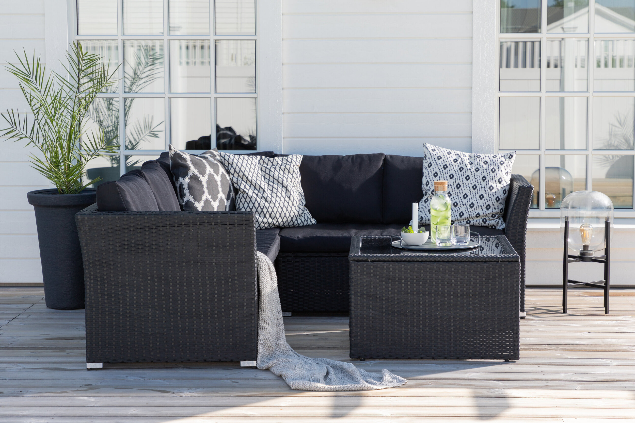 Nohr Loungeset 'Melandie' Met hoekbank en tafel, kleur Zwart
