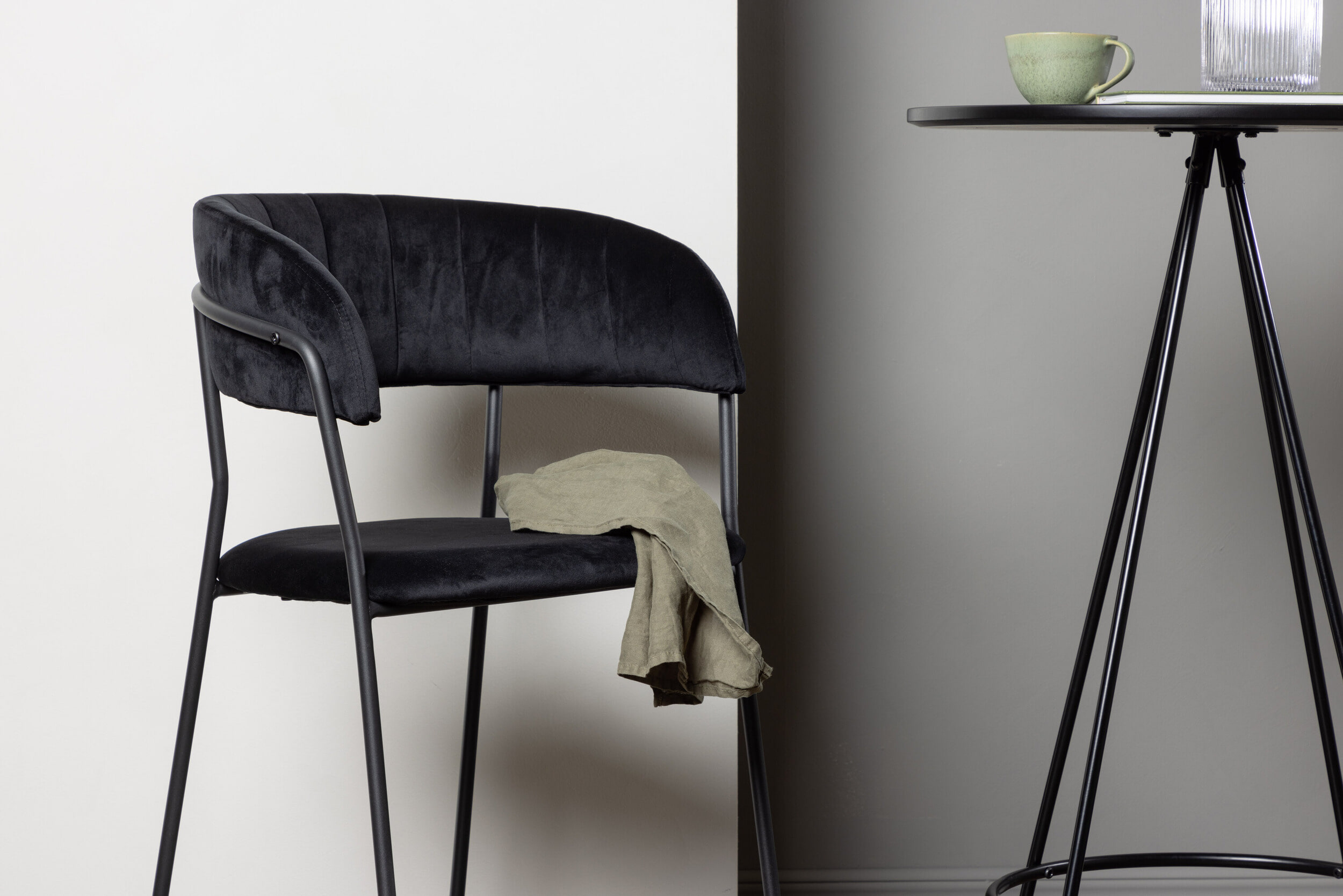 Nohr Barkruk 'Delmy' Velvet (zithoogte 61cm), kleur Zwart