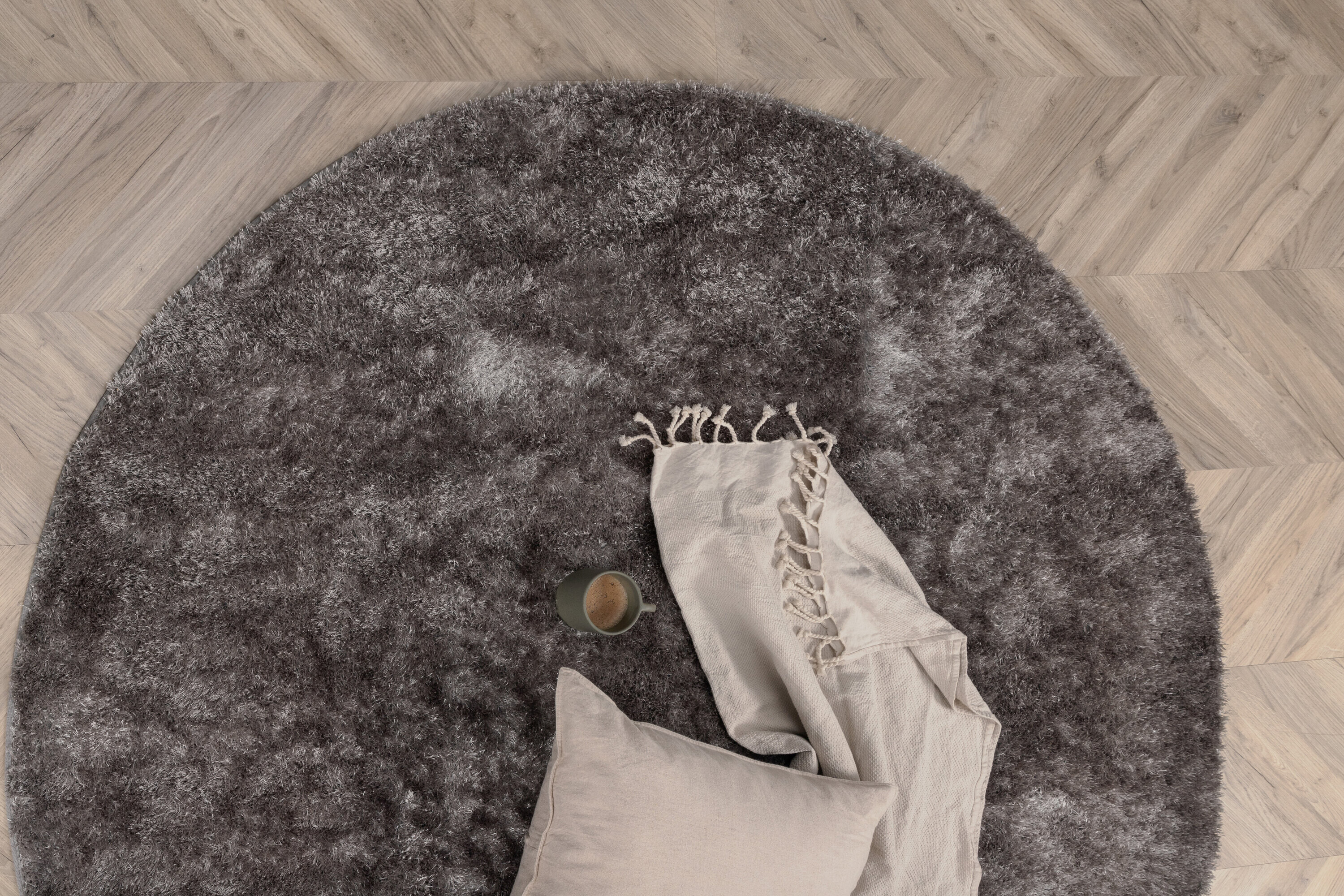 Nohr Rond Vloerkleed 'Der' 200cm, kleur Grijs