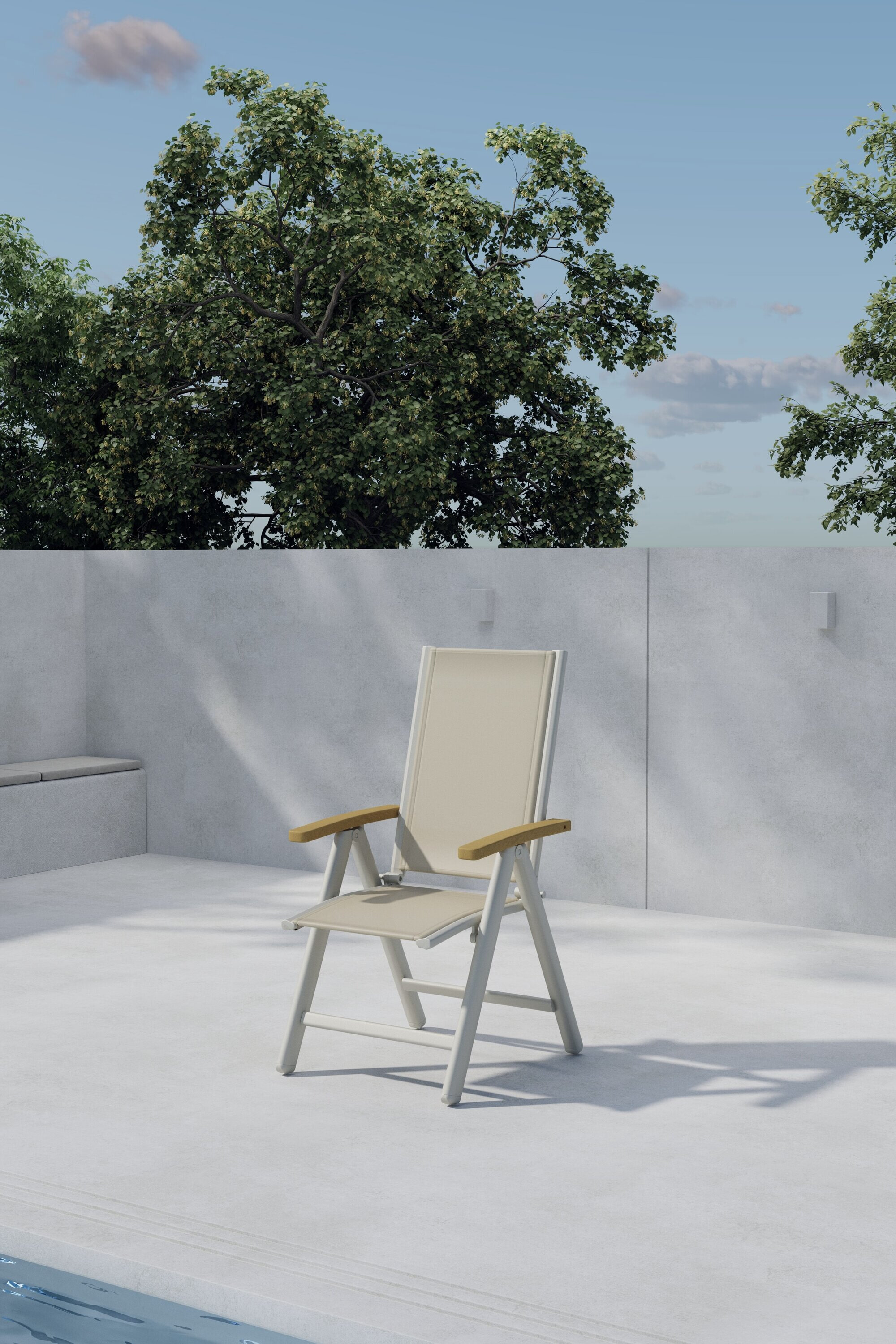 Nohr Verstelbare Tuinstoel 'Taysha' kleur Beige/Teak