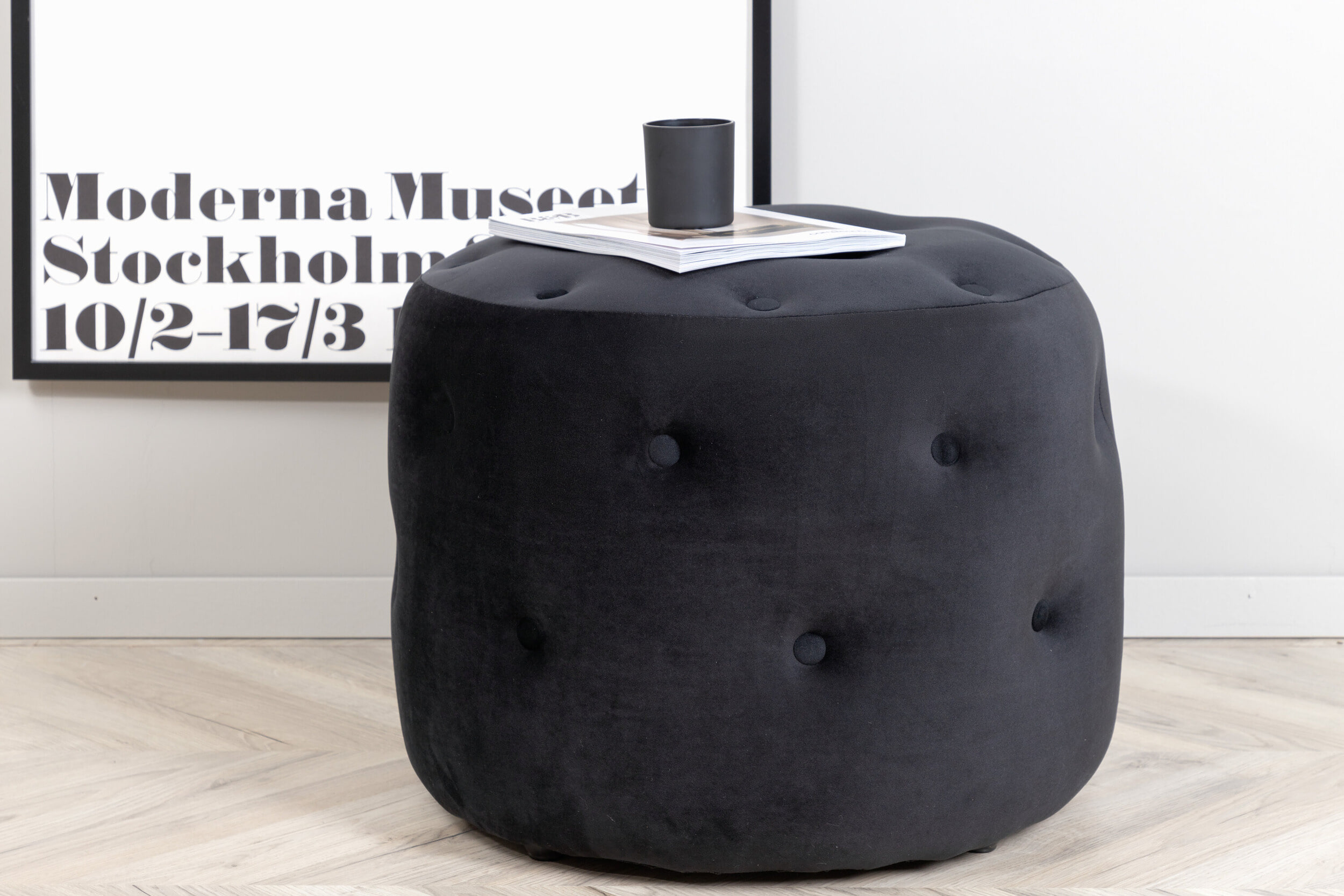 Nohr Poef Melony Velvet, Ø55cm - Zwart