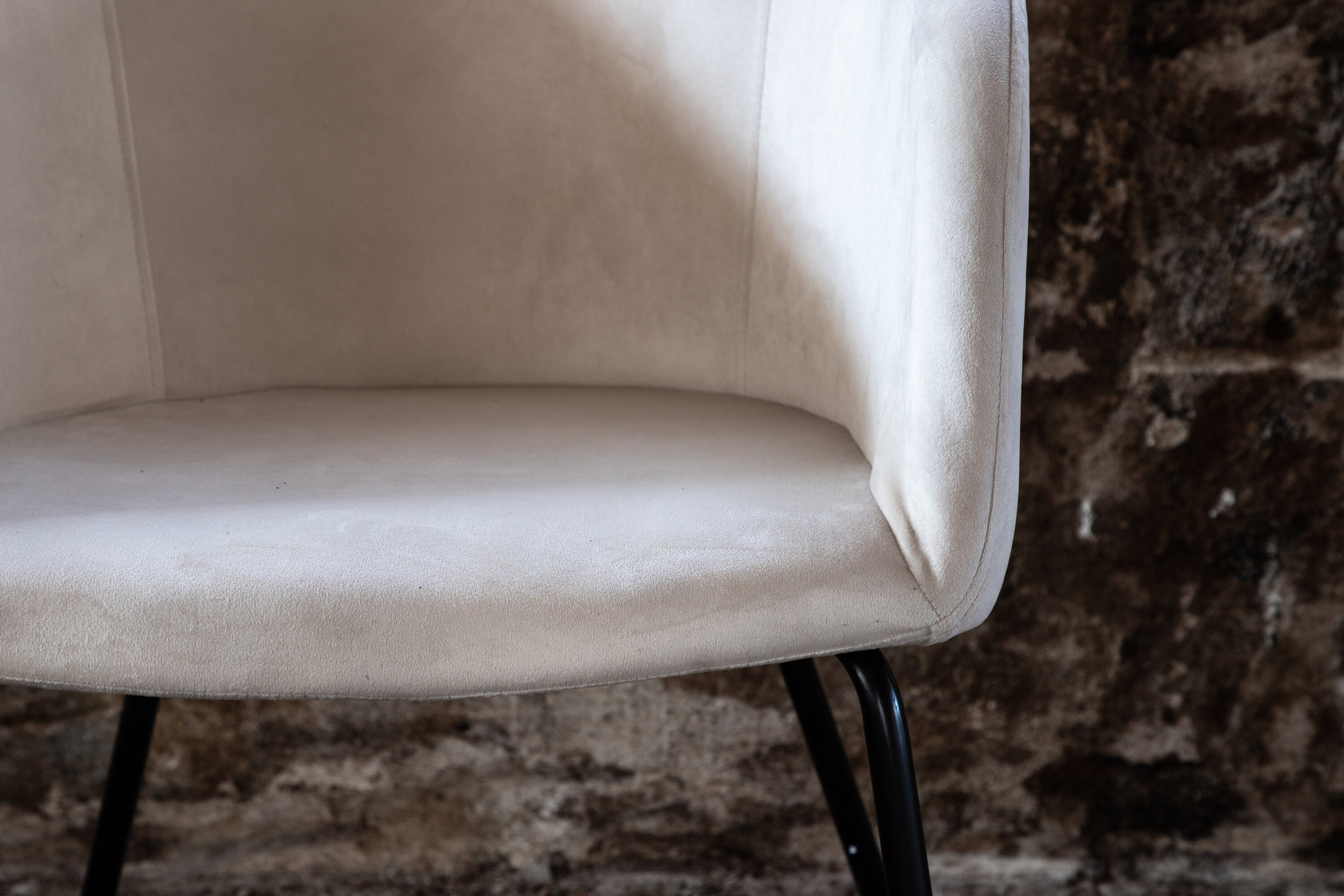 Nohr Eetkamerstoel 'Karna' Velvet, kleur Crème
