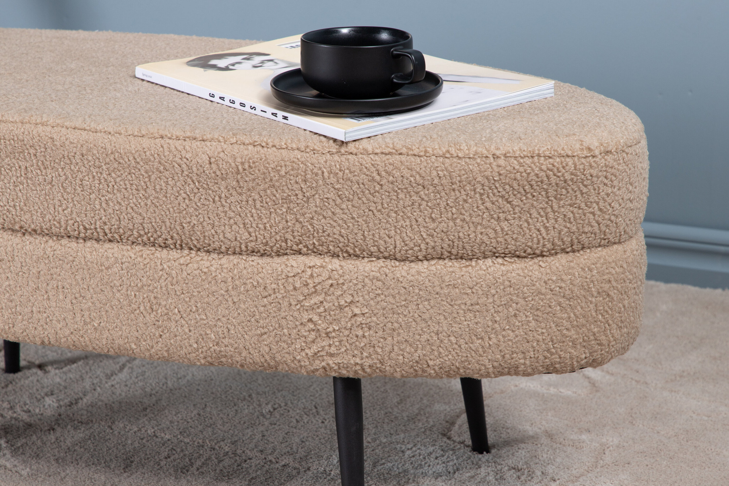 Nohr Hocker 'Larenzo' Teddy, kleur Beige
