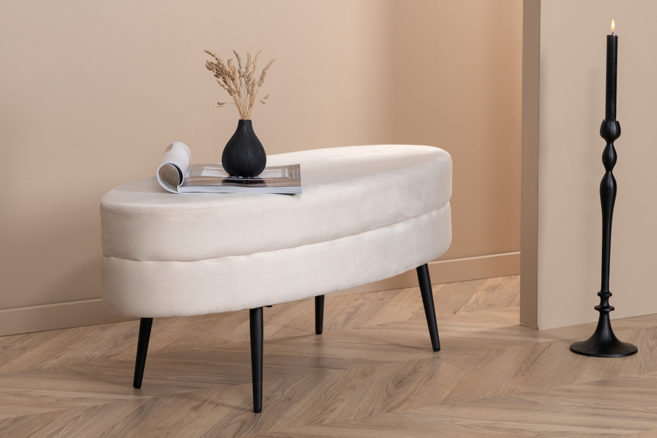 Nohr Hocker 'Larenzo' Velvet, kleur Beige