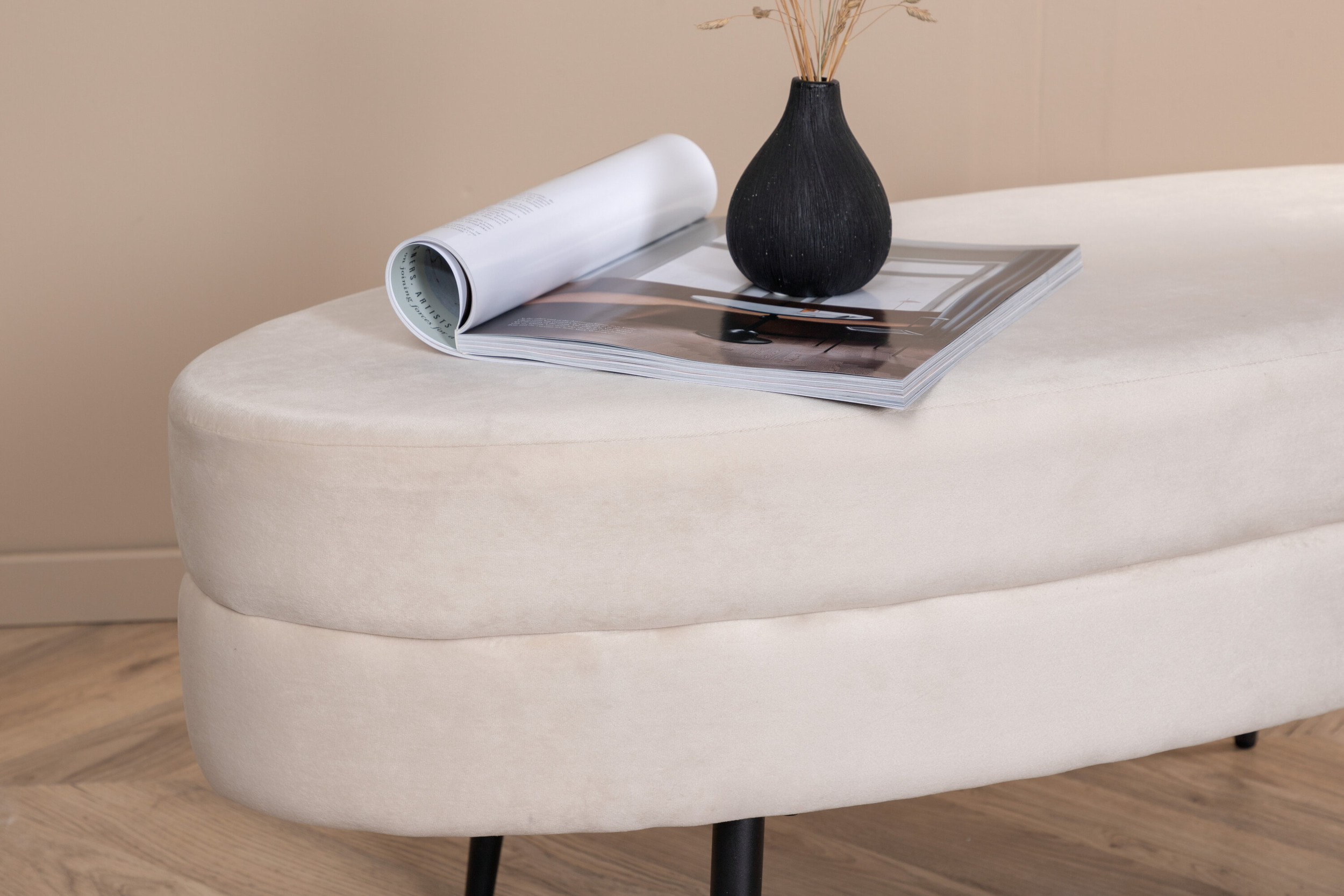 Nohr Hocker 'Larenzo' Velvet, kleur Beige