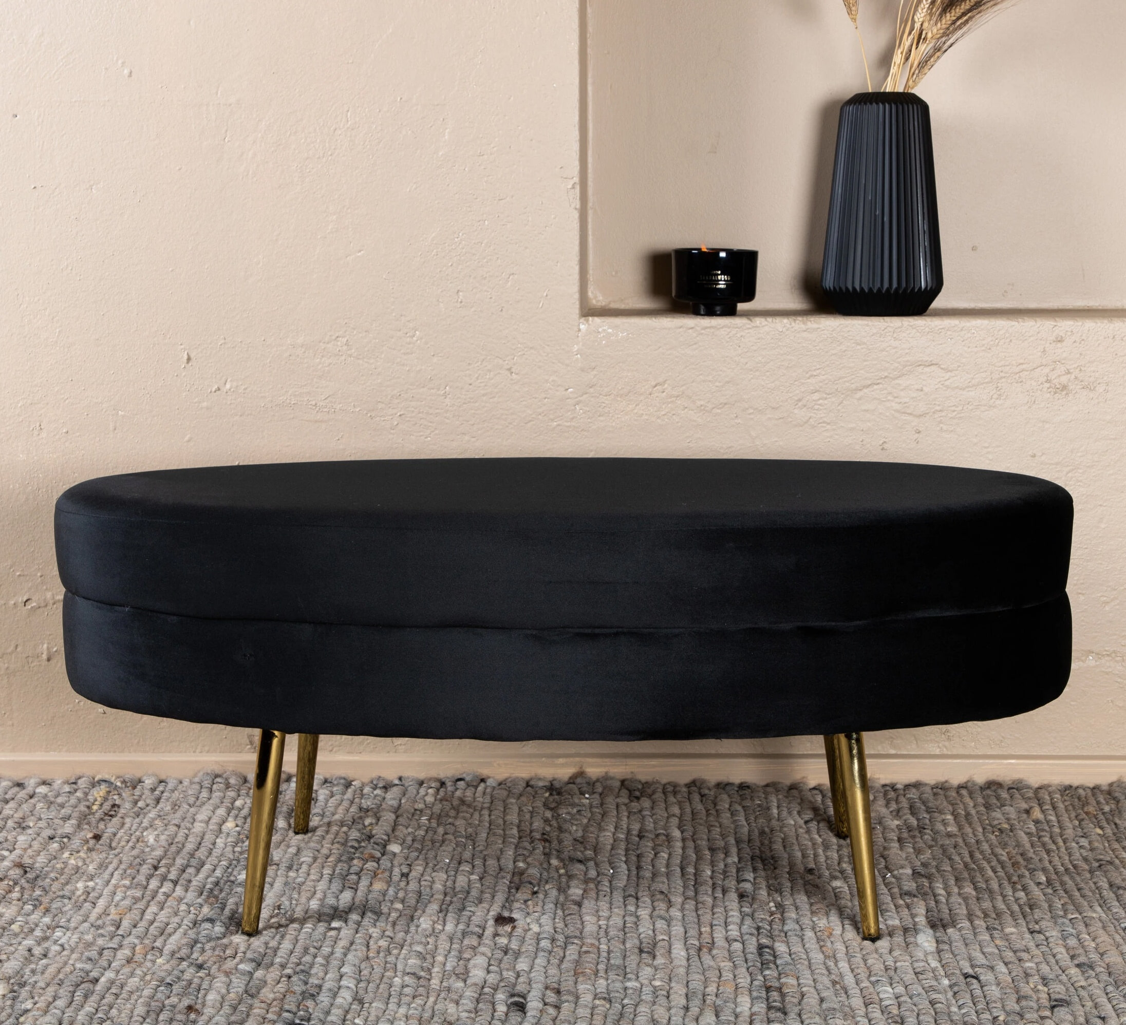 Nohr Hocker 'Larenzo' Velvet, kleur Zwart