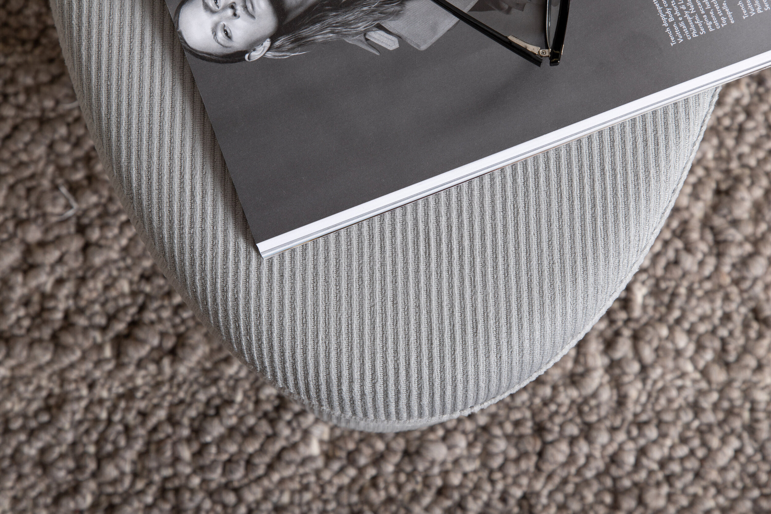 Nohr Hocker 'Larenzo' Rib, kleur Grijs