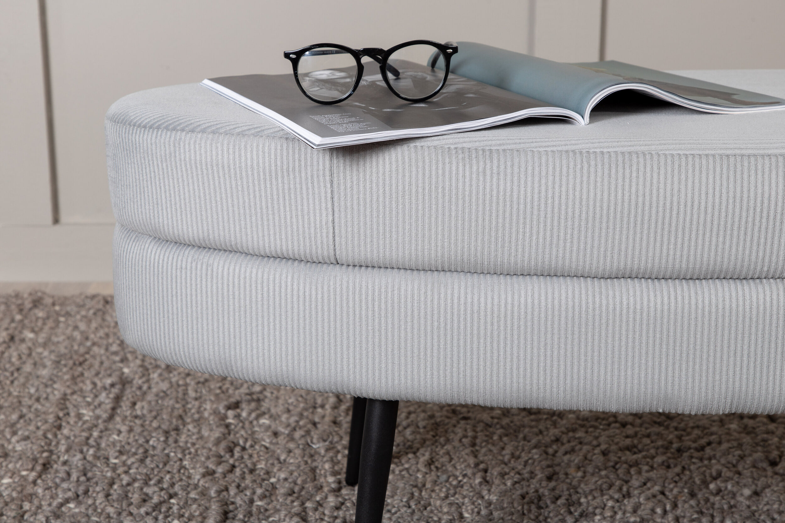 Nohr Hocker 'Larenzo' Rib, kleur Grijs