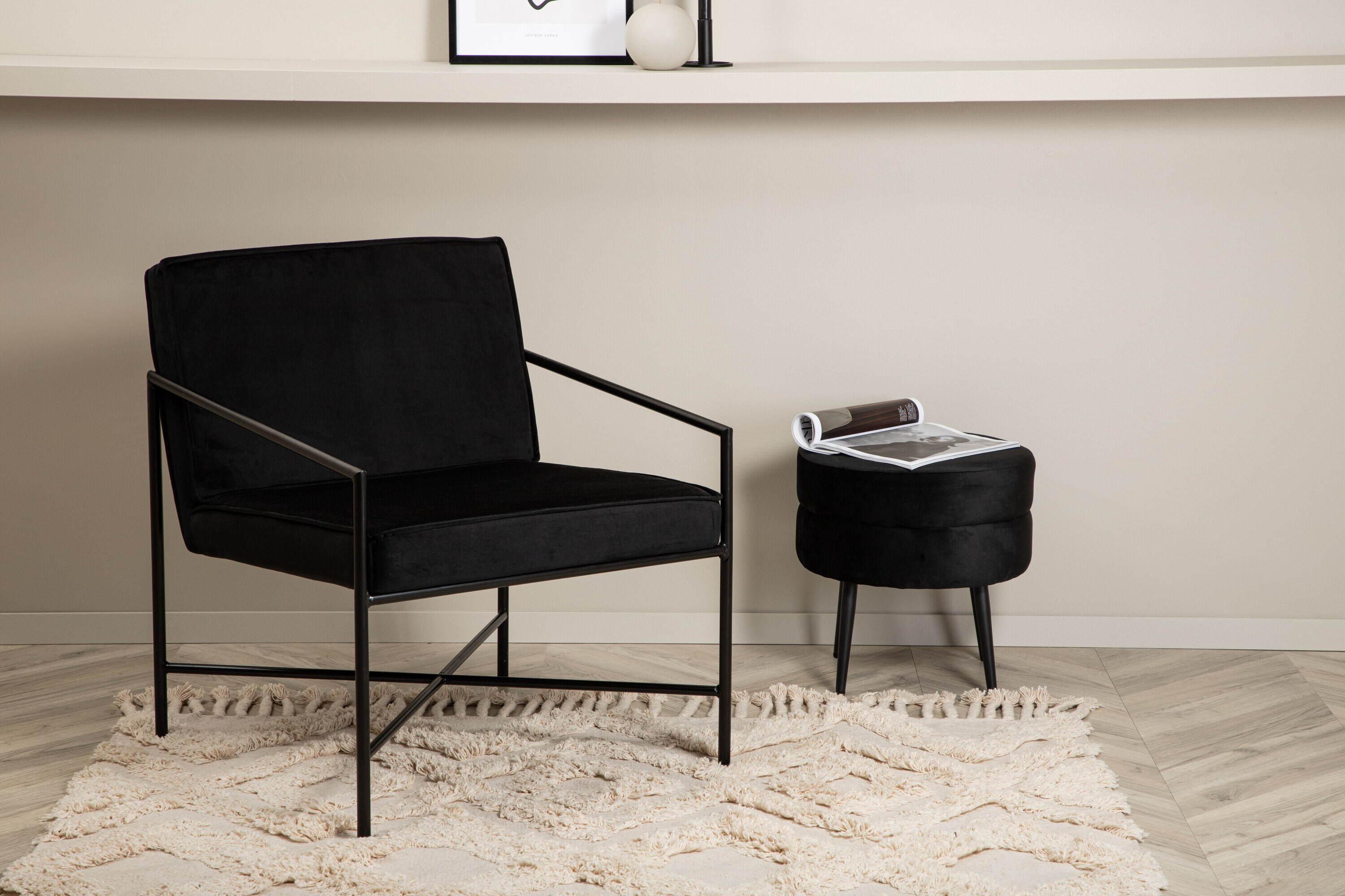 Nohr Fauteuil 'Sidra' Velvet, kleur Zwart