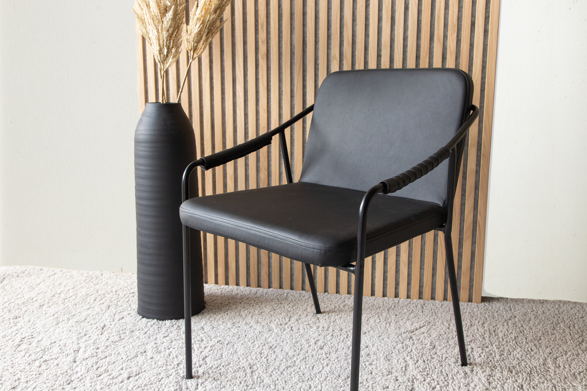 Nohr Eetkamerstoel 'Prescott' Lederlook, kleur Zwart