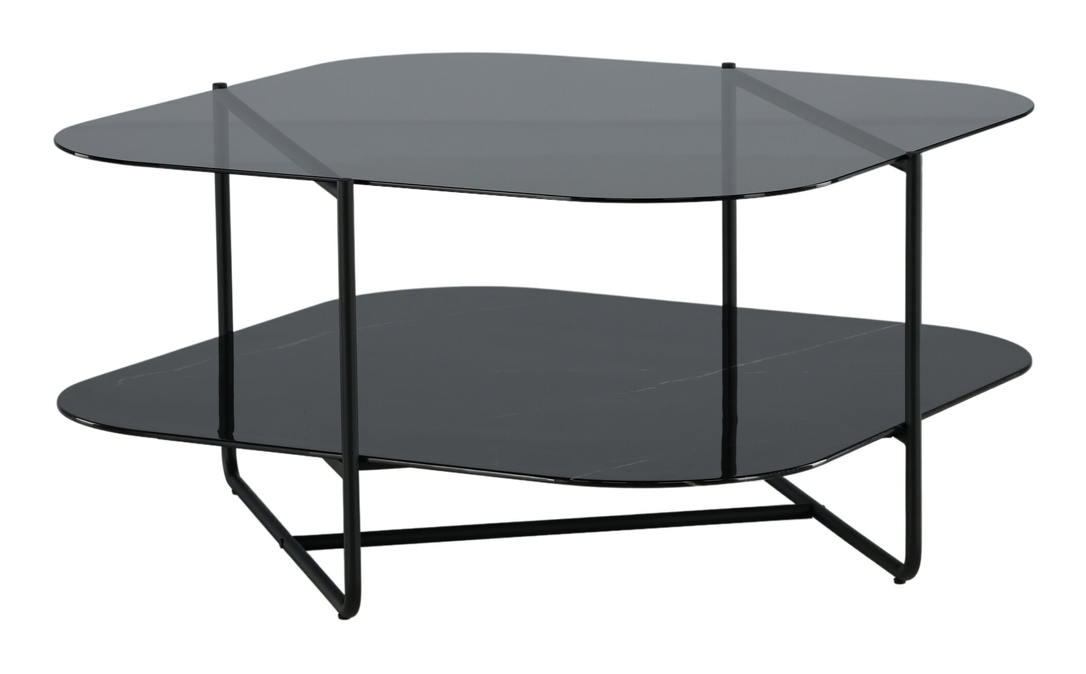 Nohr Salontafel Nadir Marmerlook en glas, 85 x 85cm - Zwart - Vierkant