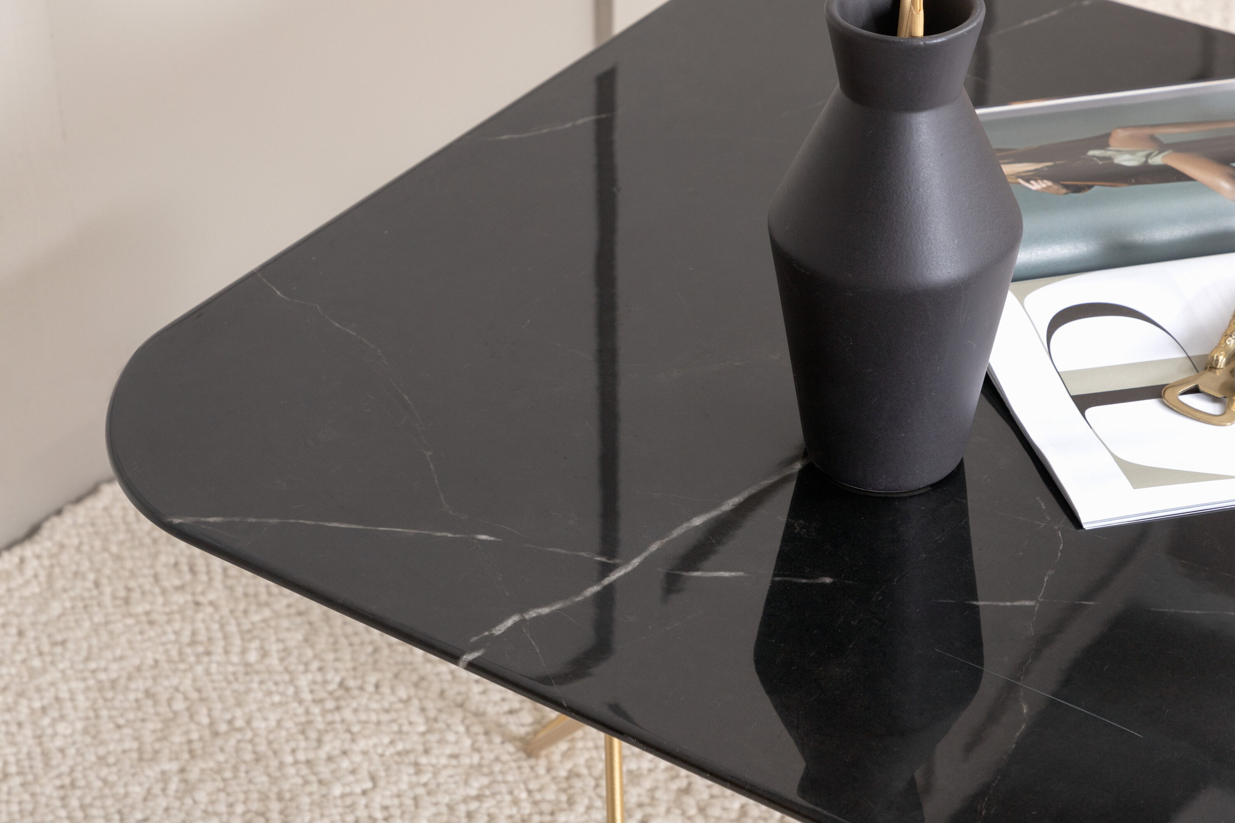 Nohr Salontafel 'Dominique' Marmerlook, 80 x 80cm, kleur Zwart