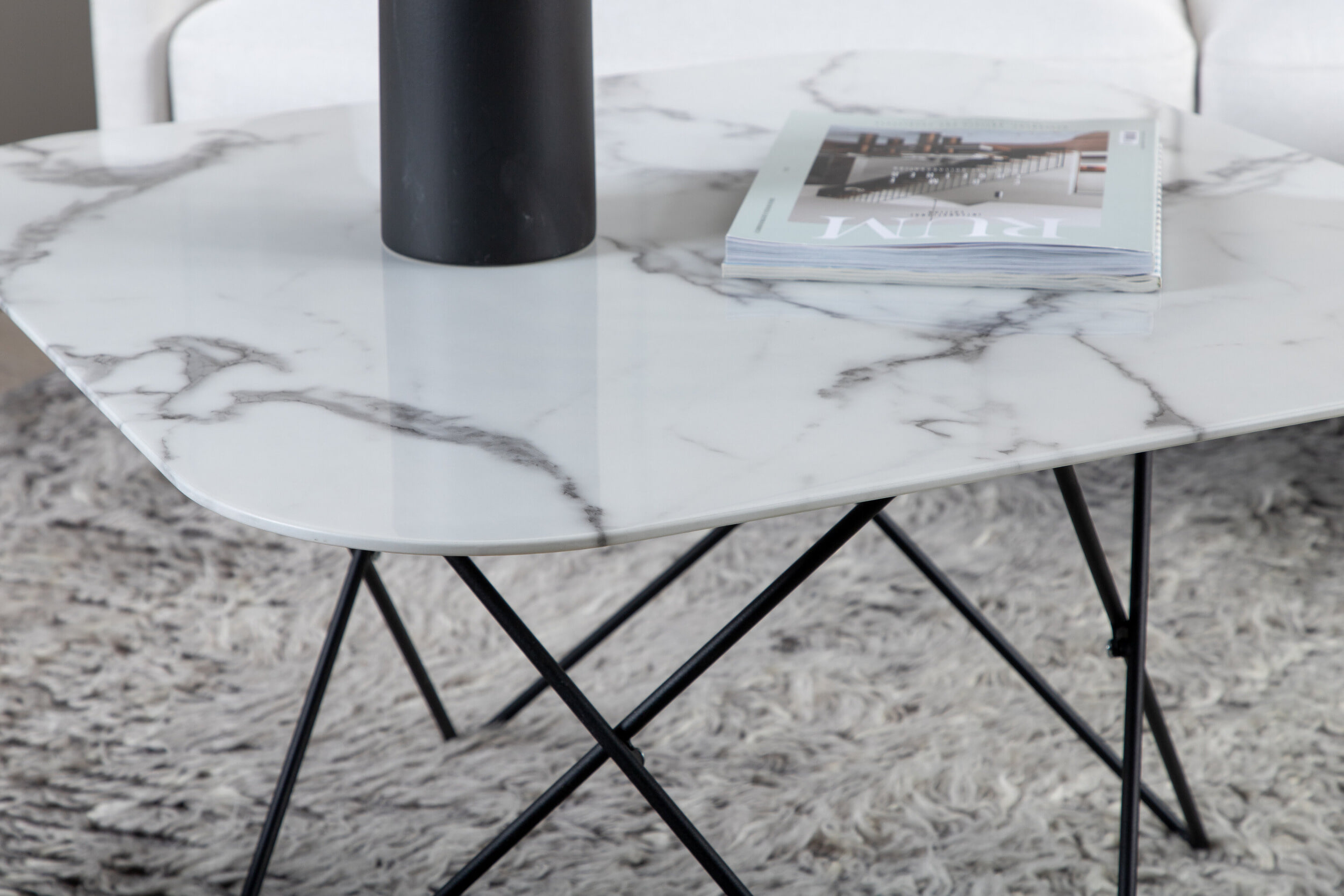 Nohr Salontafel 'Dominique' Marmerlook, 80 x 80cm, kleur Wit