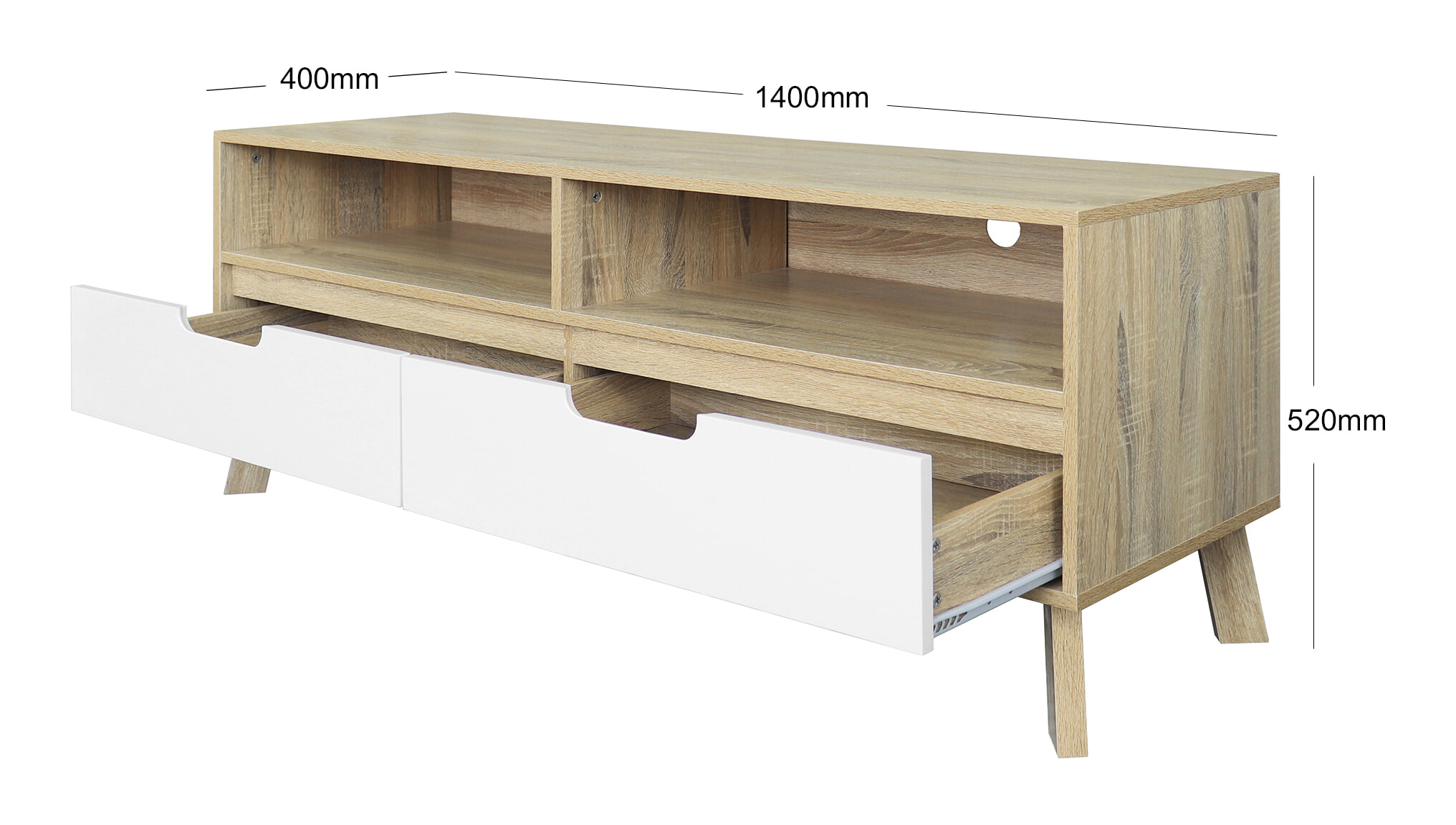 Artistiq TV-meubel 'Gonzalo' 140cm, kleur Naturel / Wit