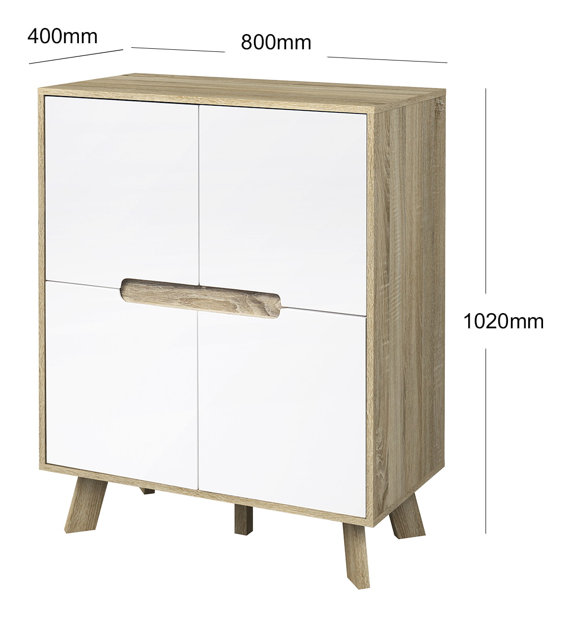 Artistiq Opbergkast 'Gonzalo' 102 x 80cm, kleur Naturel / Wit