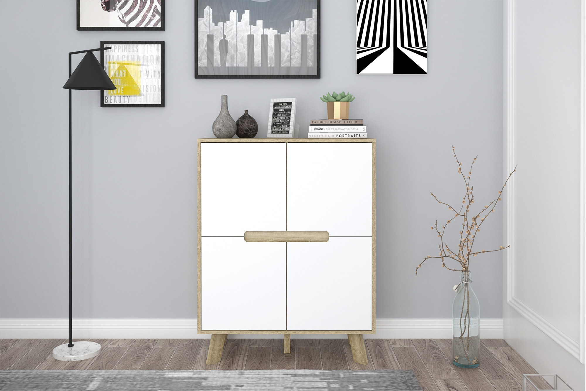 Artistiq Opbergkast 'Gonzalo' 102 x 80cm, kleur Naturel / Wit