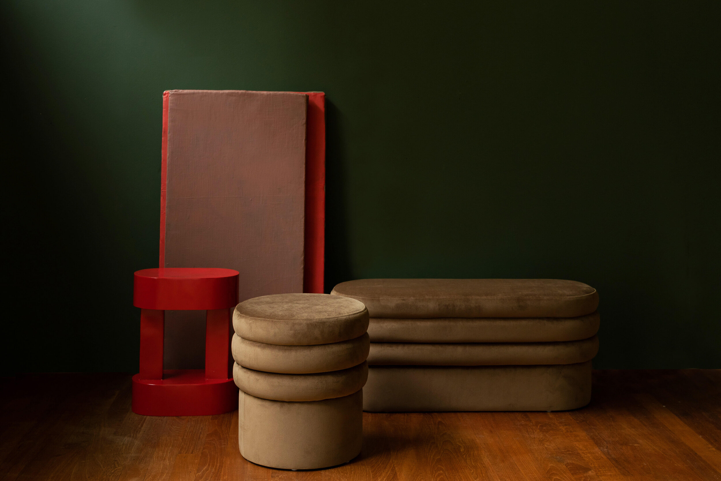 Dutchbone Bankje 'Aditi' Velvet, 93cm, kleur Bruin