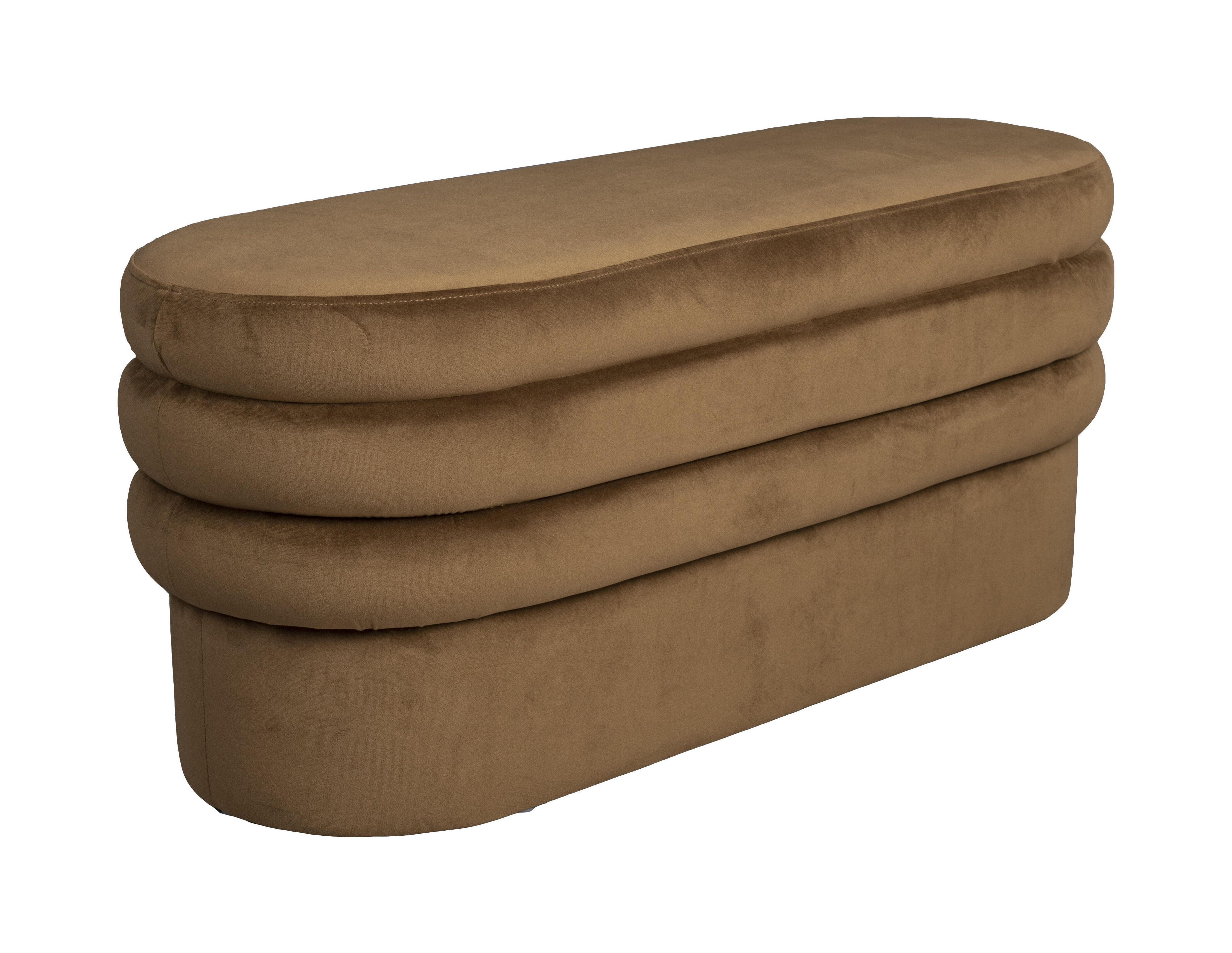 Dutchbone Bankje 'Aditi' Velvet, 93cm, kleur Bruin
