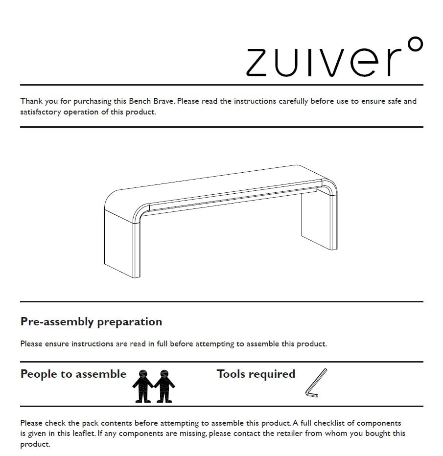 Zuiver Eetkamerbank 'Brave' Eiken en rubberhout, 140cm