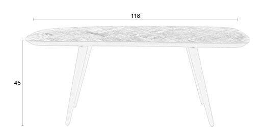 ZILT Halbankje 'Yasmijn' Teakhout, Asymmetrisch, 118cm