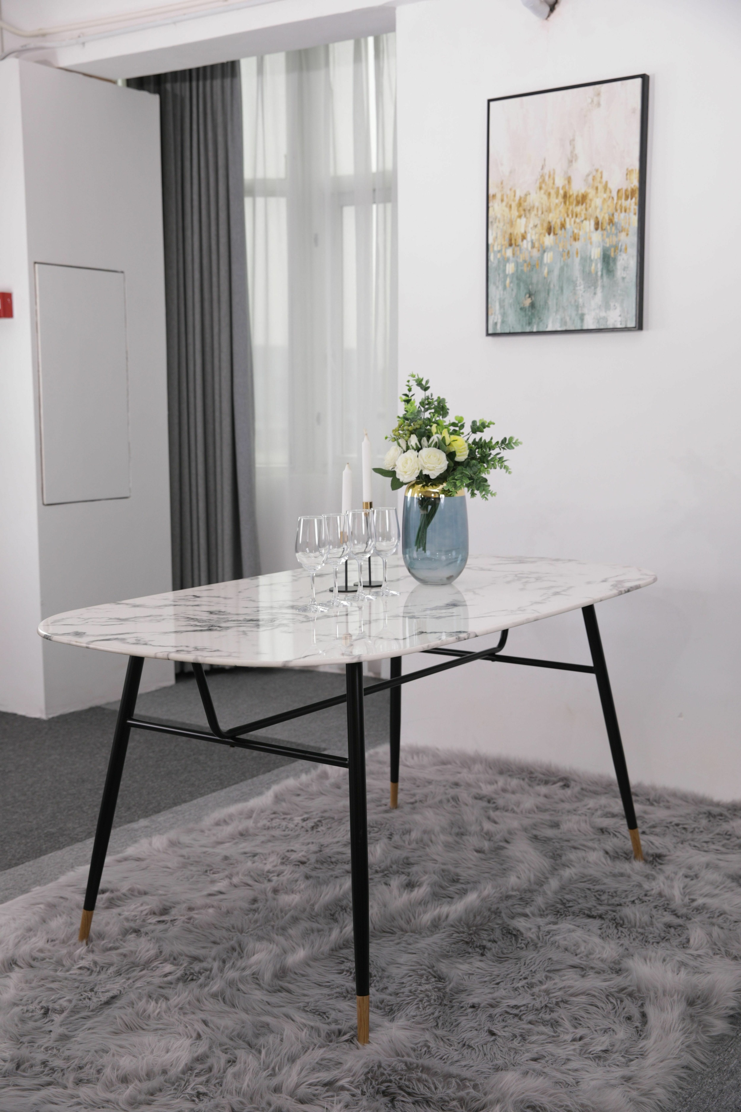 Artistiq Ovale Eettafel 'Nicky' 160 x 90cm, Marmerlook