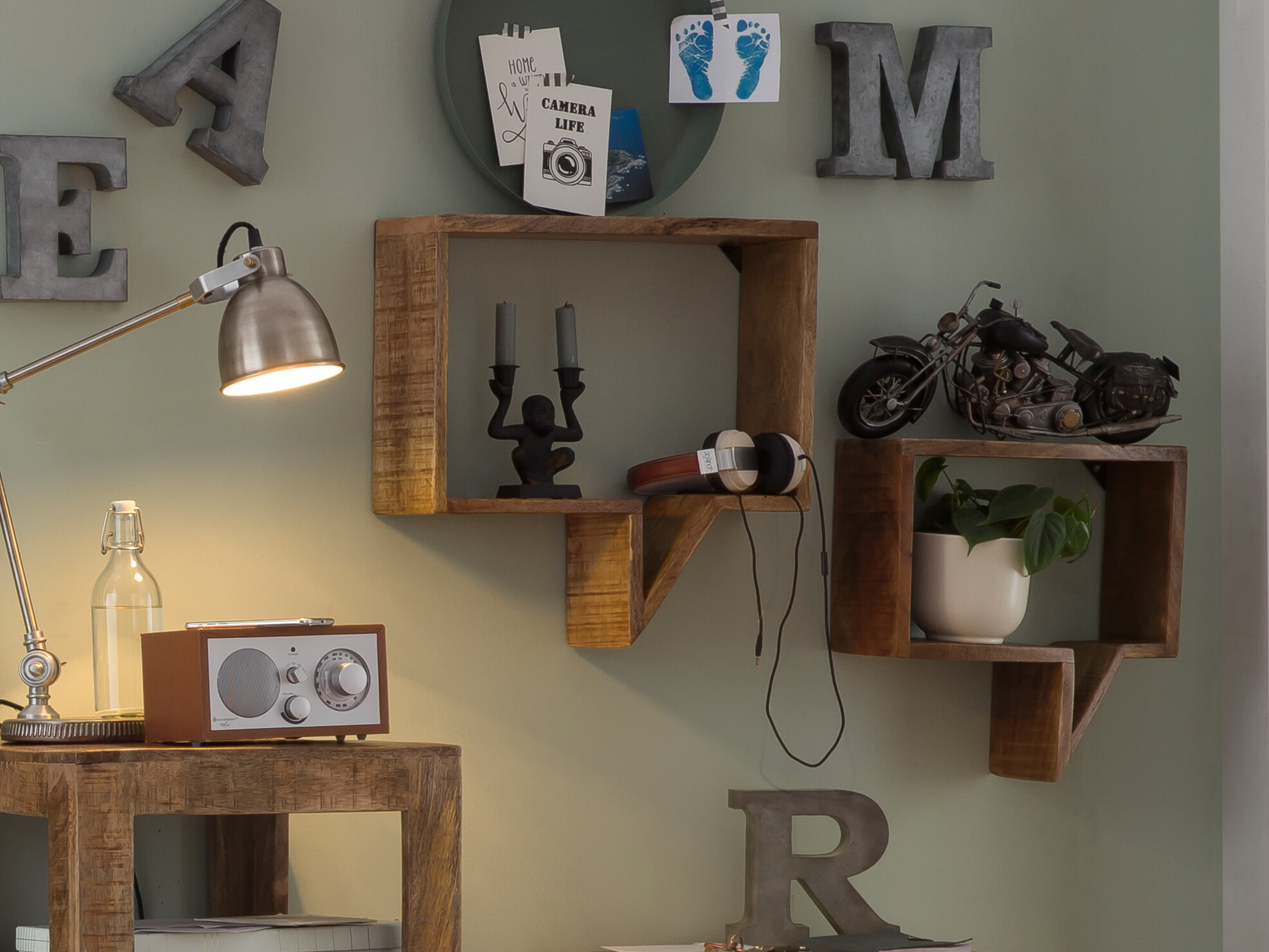 Artistiq Wandplank 'Aeden' Mangohout, Set van 2 stuks