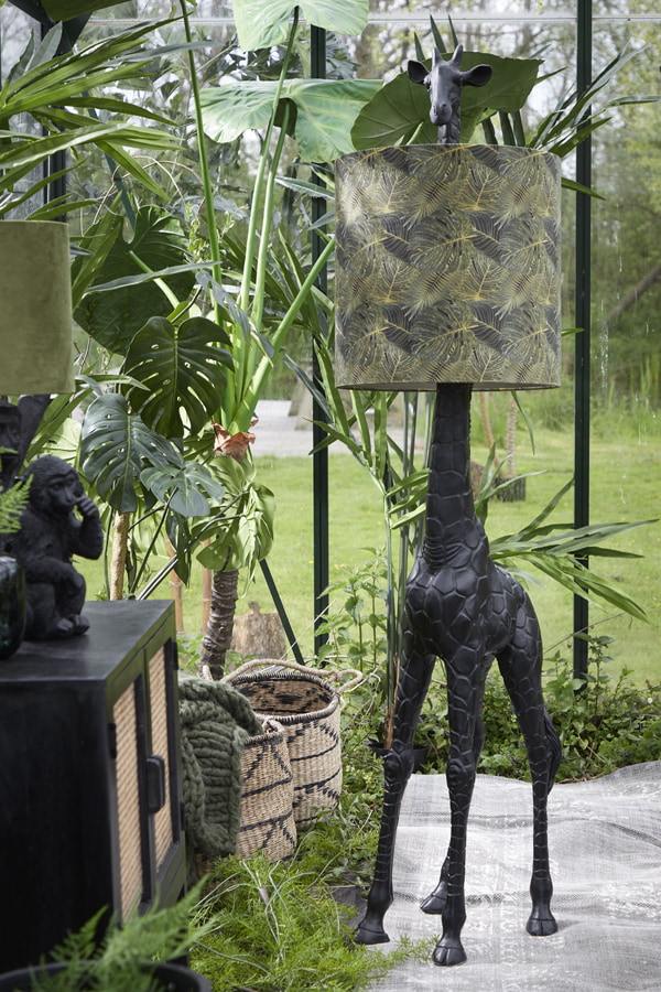 Light & Living Vloerlamp 'Giraffe' 184cm, kleur Zwart (excl. kap)