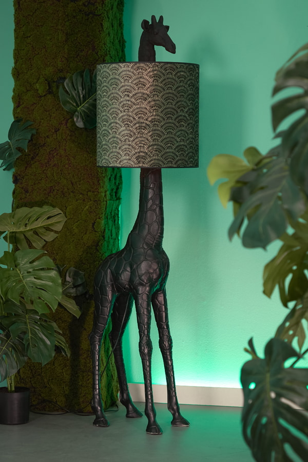 Light & Living Vloerlamp 'Giraffe' 184cm, kleur Zwart (excl. kap)