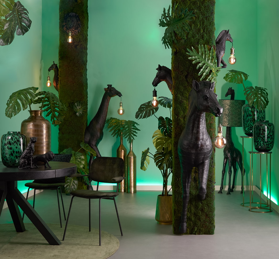 Light & Living Vloerlamp 'Giraffe' 184cm, kleur Zwart (excl. kap)