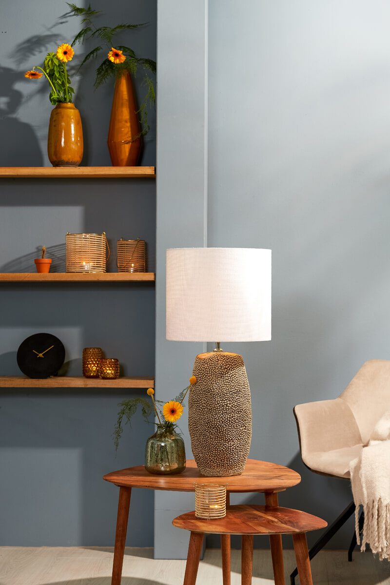 Light & Living Tafellamp 'Kyara' Keramiek, 52cm, kleur Grijs (excl. kap)