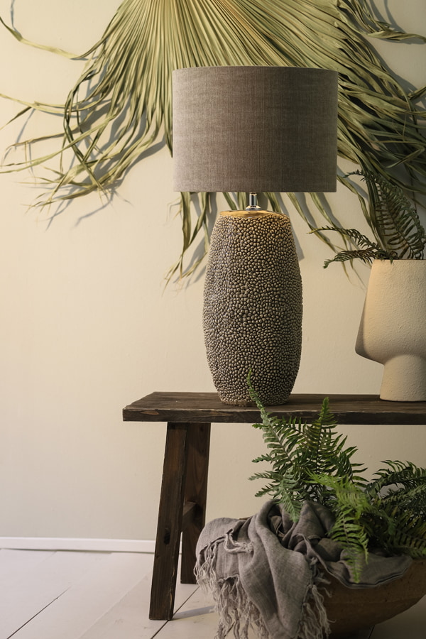 Light & Living Tafellamp 'Kyara' Keramiek, 59cm, kleur Grijs (excl. kap)