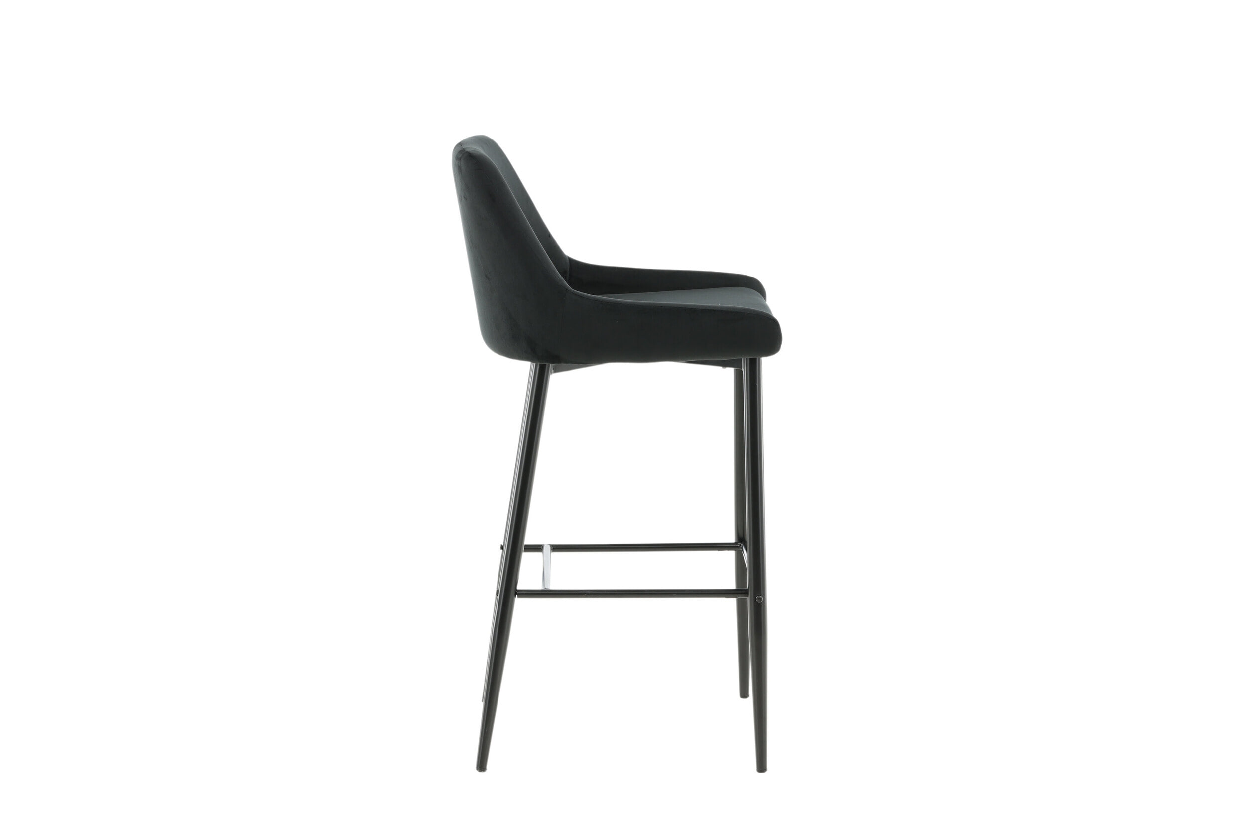 Nohr Barkruk 'Quennel' Velvet, kleur Zwart (zithoogte 74cm)