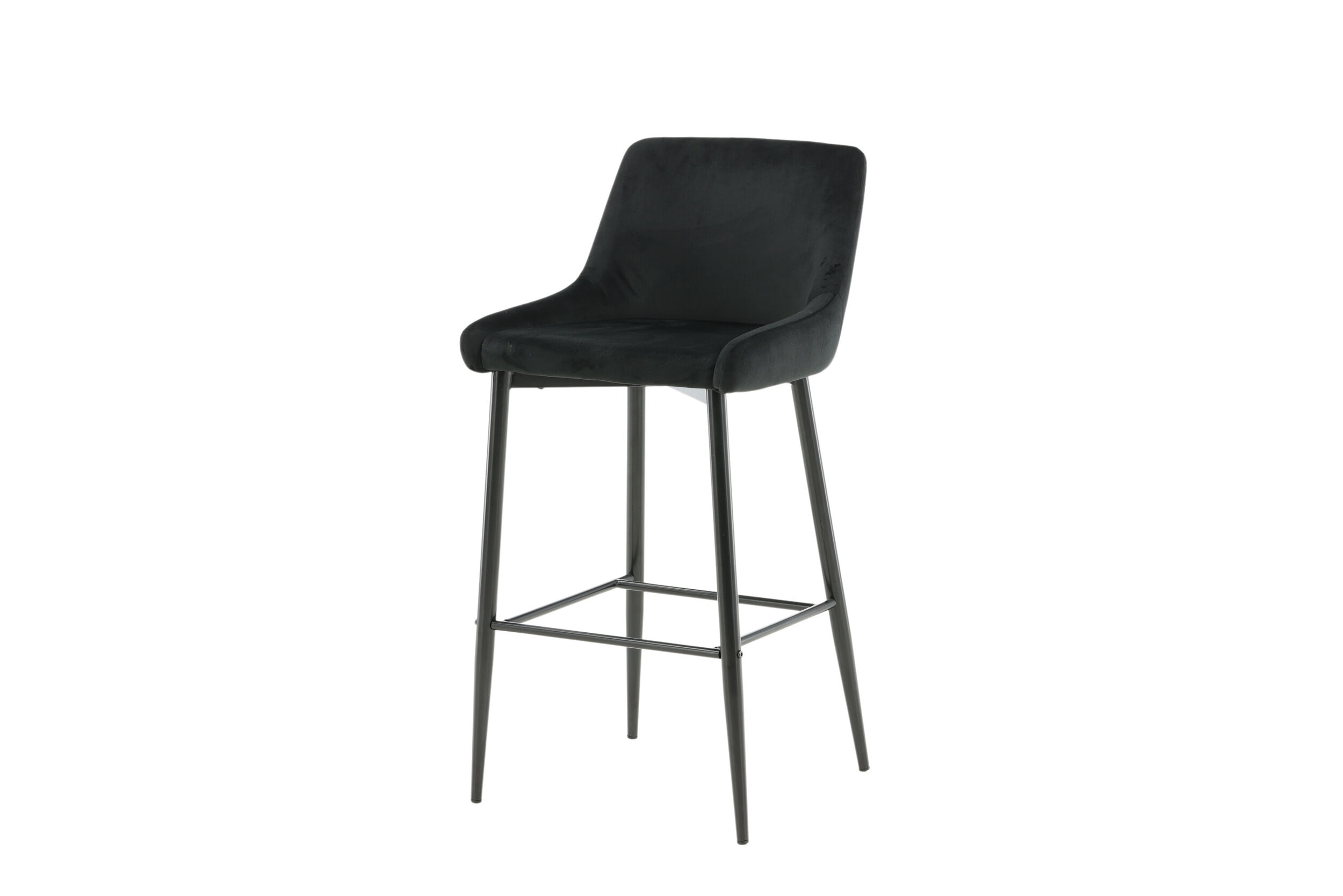 Nohr Barkruk 'Quennel' Velvet, kleur Zwart (zithoogte 74cm)