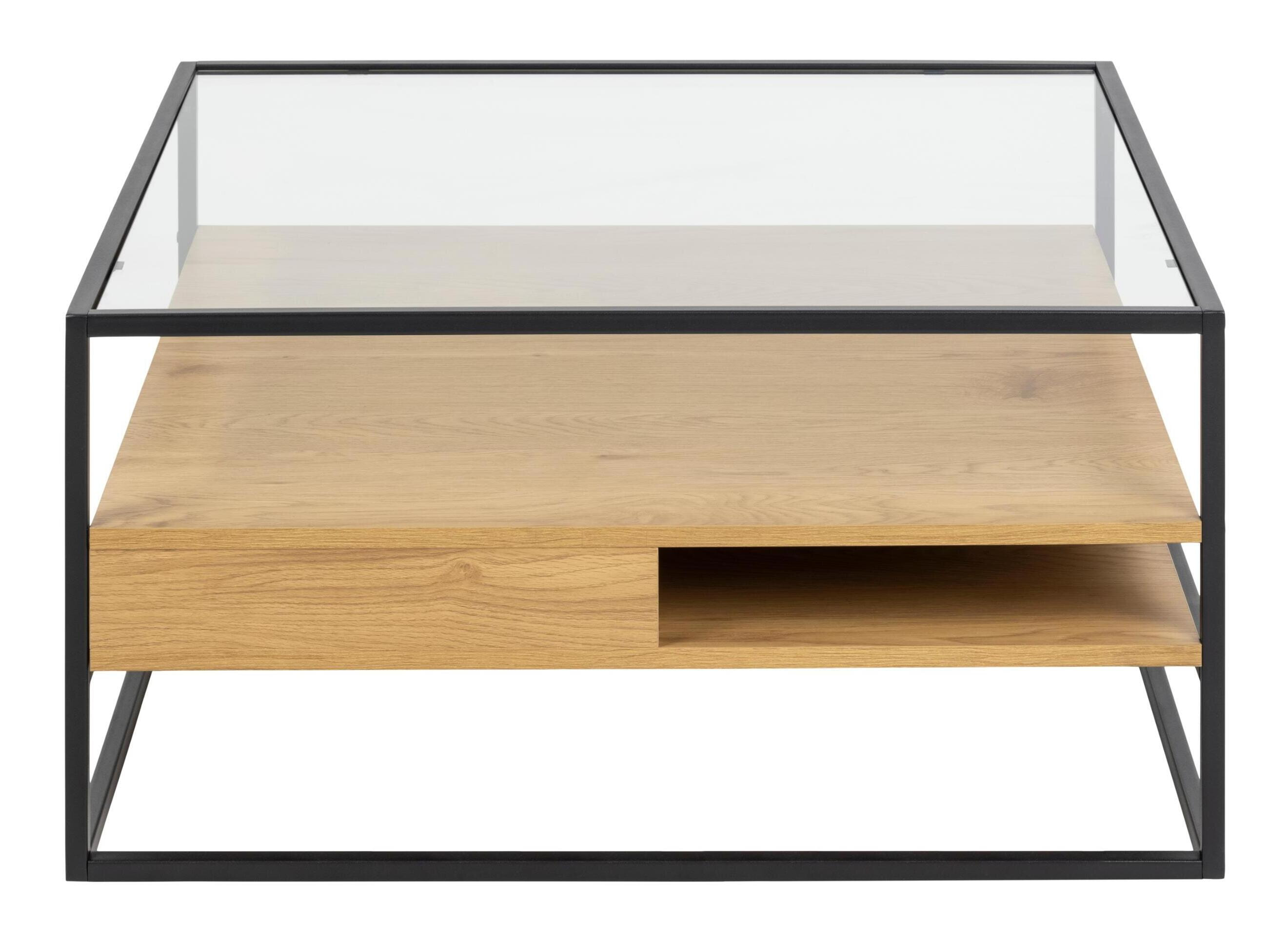 Bendt Salontafel 'Maikel' Eiken en glas, 80 x 80cm
