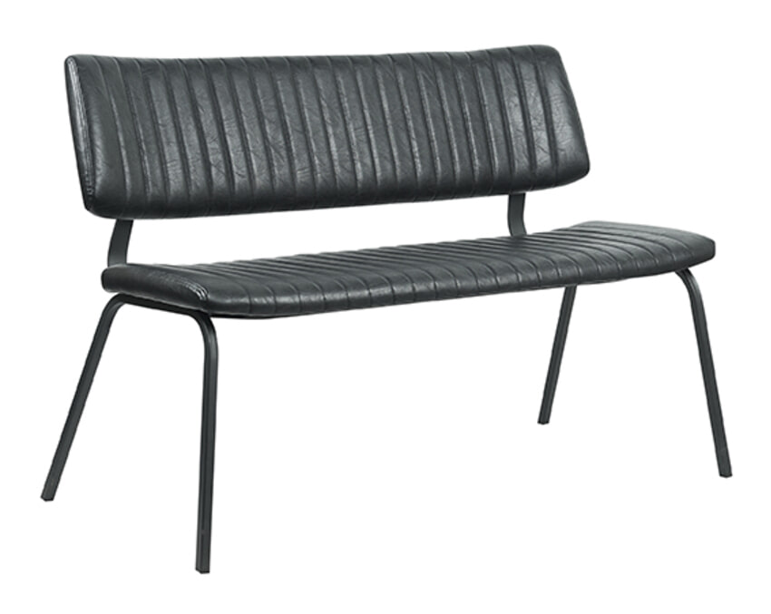 LABEL51 Eetkamerbank Gusto Lederlook, 120cm - Zwart