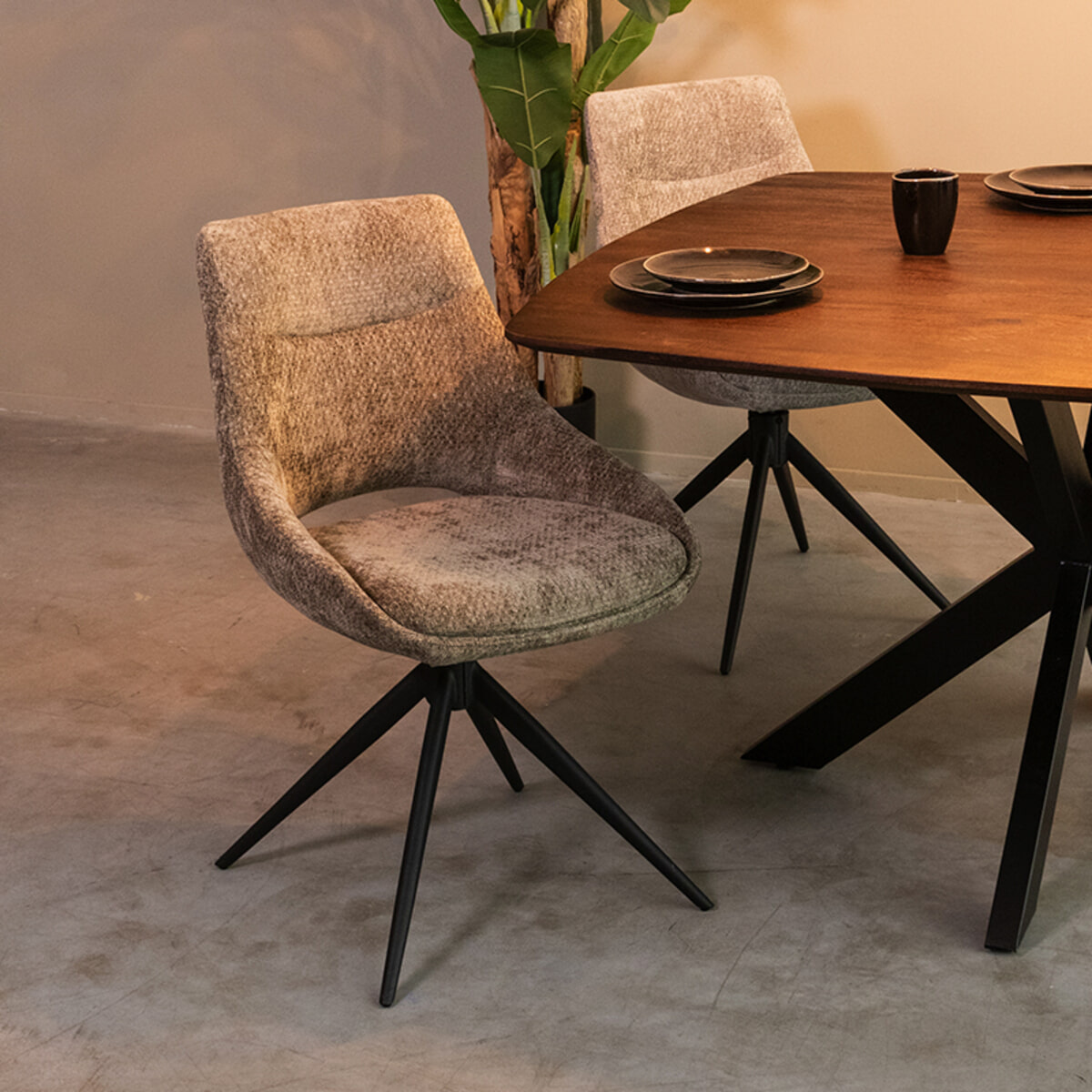LABEL51 Draaibare Eetkamerstoel Marlow Elite stof - Hunter