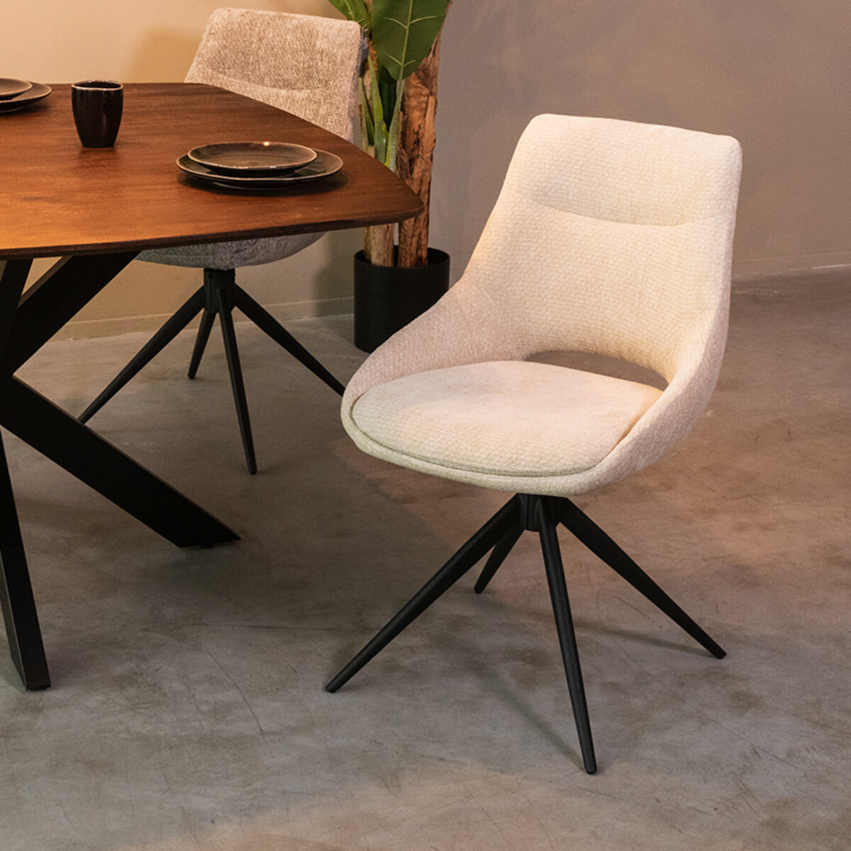 LABEL51 Draaibare Eetkamerstoel Marlow Elite stof - Naturel