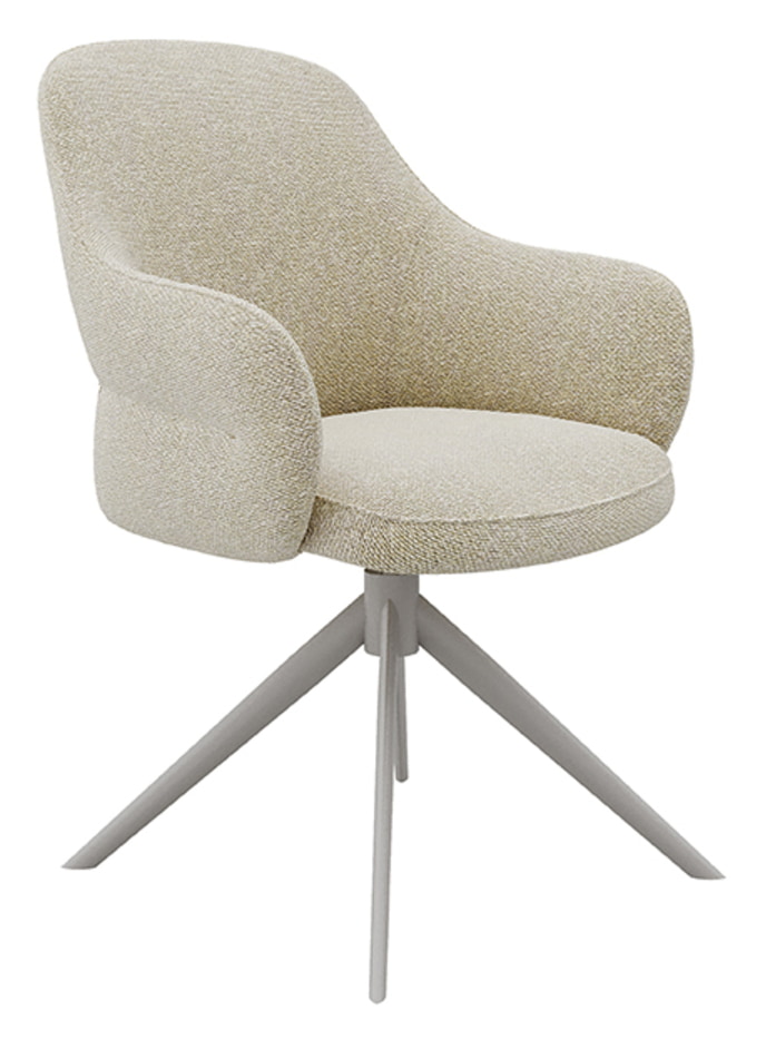 LABEL51 Draaibare Eetkamerstoel 'Bern' Bouclé, kleur Naturel