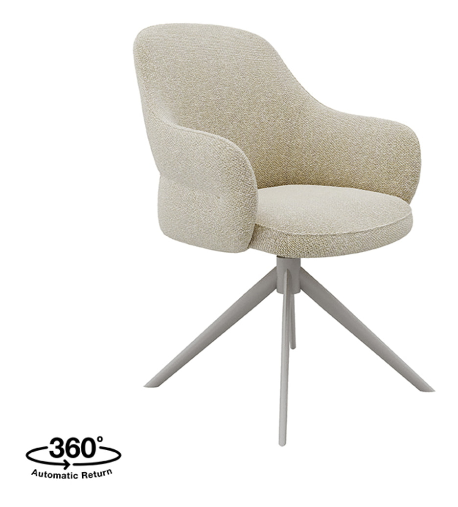 LABEL51 Draaibare Eetkamerstoel 'Bern' Bouclé, kleur Naturel