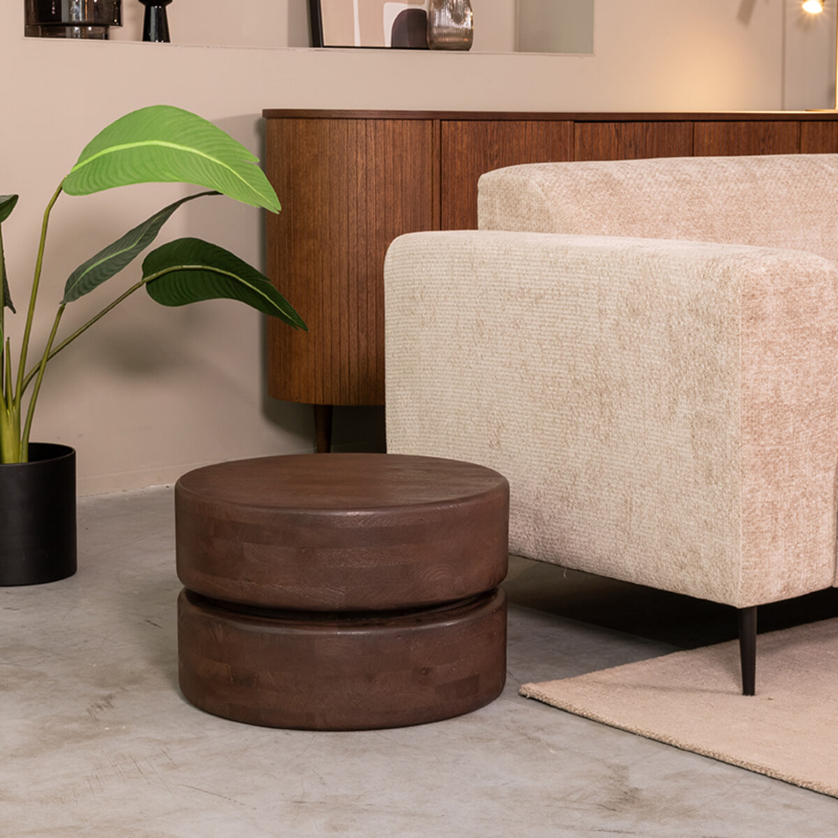 LABEL51 Ronde Salontafel 'Milly' Mangohout, 50cm