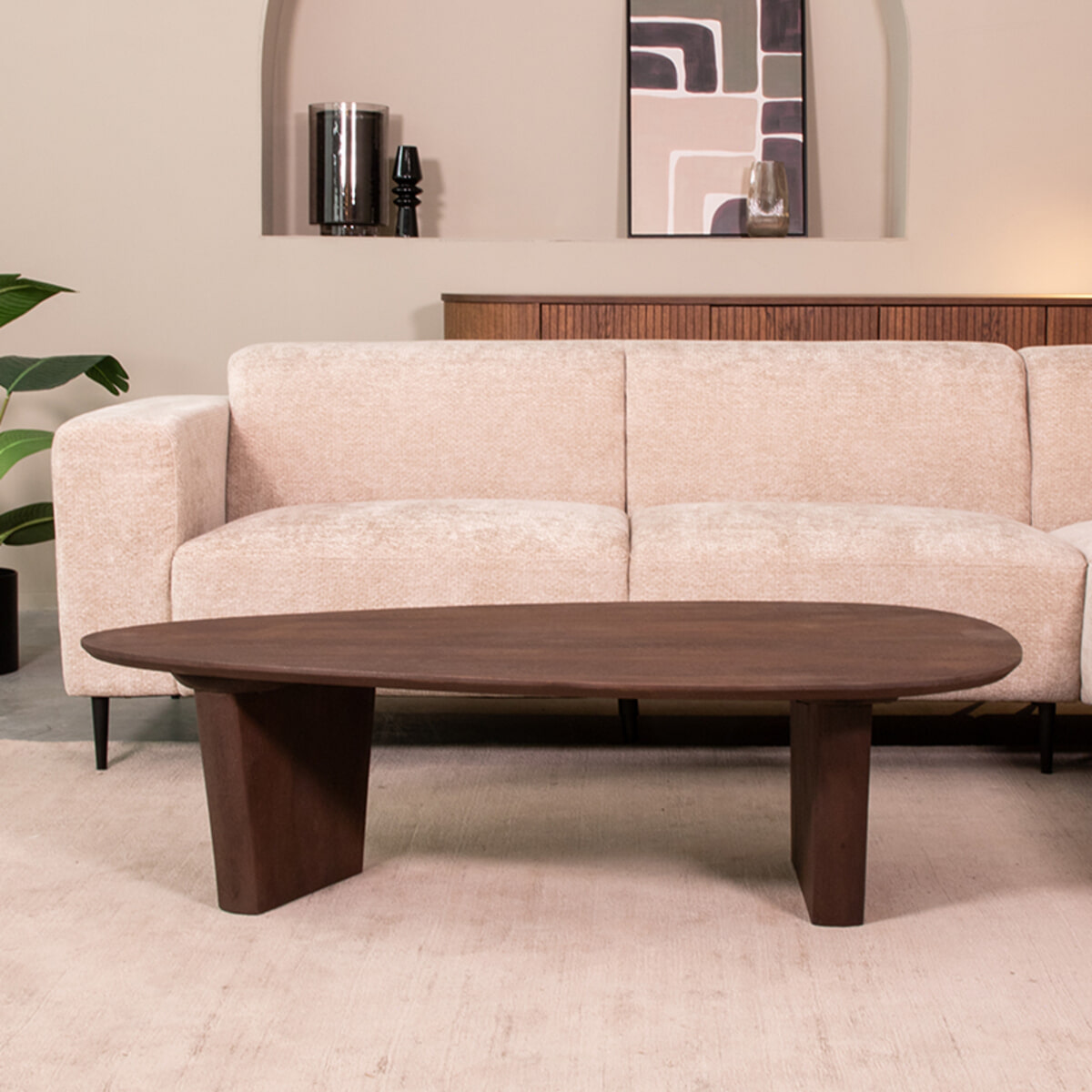 LABEL51 Organische Salontafel Wow Mangohout, 135 x 75cm - Espresso