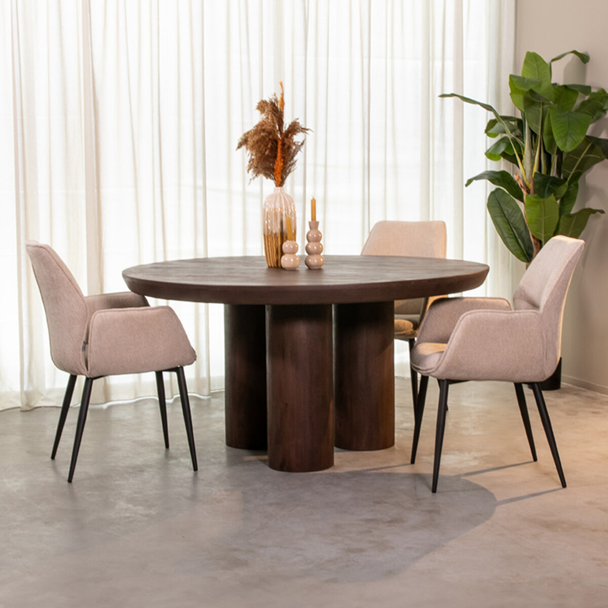 LABEL51 Ronde Eettafel Olly Espresso Mangohout, 150cm