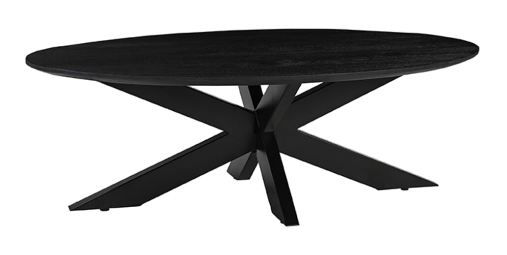 LABEL51 Ovale Salontafel James Mangohout, 130 x 70cm - Zwart