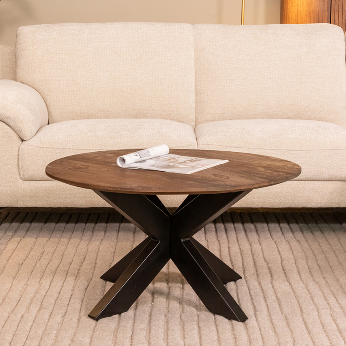 LABEL51 Ronde Salontafel Otis Mangohout, 80cm - Espresso